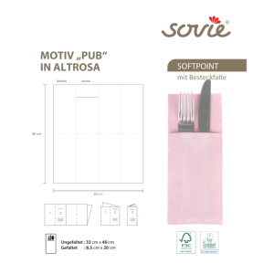 Pocket-Fold-Serviettes Uni rose antique 40x33 cm 1/8 fois en Softpoint - Product Image 1