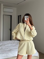 Ensemble deux pièces d'été pour femme : Sweat-shirt zippé et short décontracté, survêtement de détente, coupe ample, streetwear, vêtements personnalisés en gros