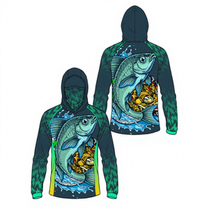 เสื้อฮู้ดดี้ตกปลาผู้ชาย UPF 50 แขนยาว พิมพ์ลายแบบซับลิเมชั่น ป้องกันรังสียูวี ป้องกันแสงแดด ผลิตจากโพลีเอสเตอร์ รุ่น 2027 - Product Image 2