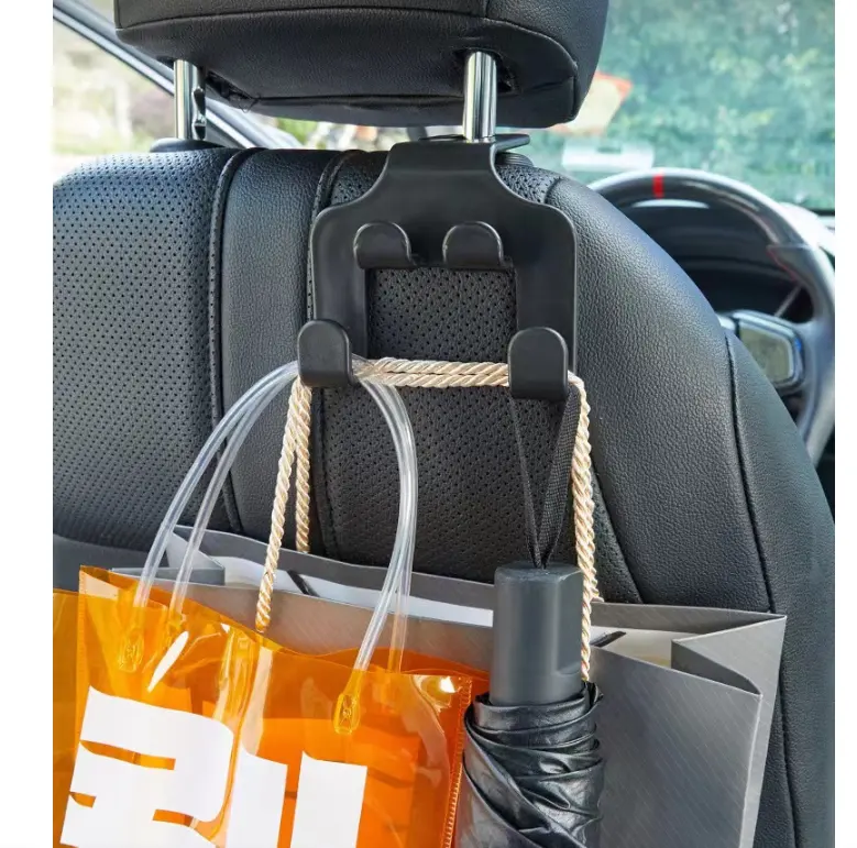 Custom logo Car rear seat bag hanger Multi-function clip Car headrest hook Plastic with mobile phone holder Auto accessories