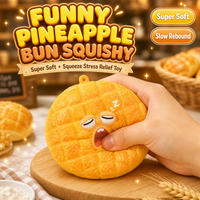 Blocs de construction en argile en forme de fruit, motif pain d'ananas à expression amusante, jouet anti-stress souple, boule artisanale, cadeau doux pour filles