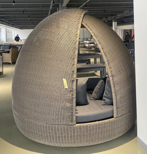 Muebles <span class=keywords><strong>de</strong></span> exterior tejido redondo balcón Patio cuerda hecha a mano mimbre <span class=keywords><strong>Luna</strong></span> sombrilla aluminio ocio cama antigua - Product Image 4