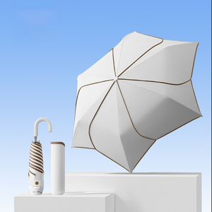 新款创意手工花卉设计平纹8K骨曲柄三折便携式户外防紫外线遮阳伞女式 - Product Image 5