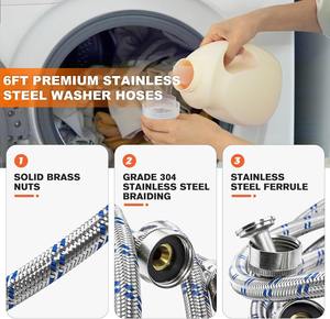 Juego de 2 mangueras de acero inoxidable 304 de 6 pies a prueba de explosiones Jade Hill con codos de 90 grados - Product Image 2
