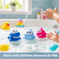 Jouets aquatiques souples en PVC en forme de requin sans BPA, non toxiques, à presser et à pulvériser, animaux de bain flottants pour bébés et tout-petits, certifiés EN71 CE