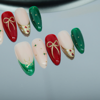 Uñas artificiales hechas a mano; Arco francés colorido pintado a mano; Fábrica de alta calidad reutilizable al por mayor.