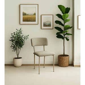 Design <b>Chair</b> With Upholstered Seat And Backrest Painted Metal Frame Multiple Finishes Arka - Product Image 3