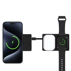 Nuevo banco de energía personalizado 5000Mah Paquete de batería portátil multifunción incorporado 2 en 1 cargador inalámbrico para reloj airpods