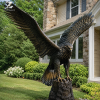 Sculpture d'aigle en bronze, grande statue d'oiseau en vol, art animalier extérieur pour la décoration de jardin, villa, parc, hôtel, paysage