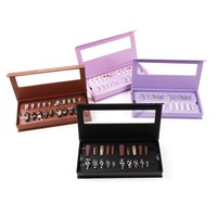 Boîte vide personnalisée pour faux ongles, transparente, en matériaux recyclés, avec paillettes, design portable, finition bronzante, rose, violet, noir