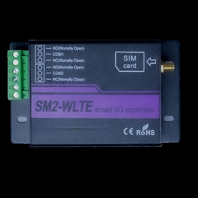 4G LTE GSM SMS Phone APP Web Remote Control 2 Channel Relay Switch Controller SM2-WLTE For Gate Opener AC/DC Motor