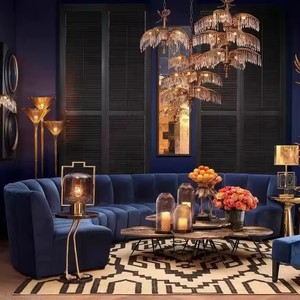 High <strong>Class</strong> Commercial Nightclub Customized Leather Fabric Curved Sofa Seating Villa Home Bar VIP Lounge Couch Furniture Set - Product Image 3