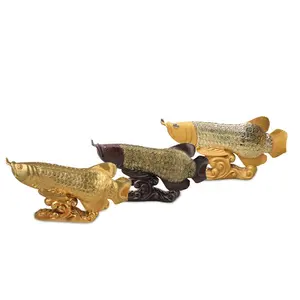 Figuritas de resina para decoración del hogar, escultura de peces de dragón dorado Feng Shui de gran tamaño de 85cm, regalo artesanal de Arowana