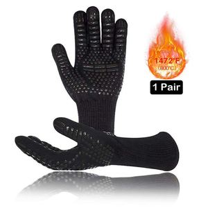 طقم قفازات سيليكون مقاومة للحريق من الشواية المطبوعة ، قفازات أمان للعمال ، فرن لاصق مقطوع مسامي - Product Image 6