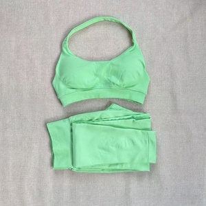 Conjuntos Deportivos <span class=keywords><strong>de</strong></span> Secado Rápido para Mujer con Logotipo Personalizado, para Gimnasio, Running, Entrenamiento, Color Sólido, Alta Elasticidad, Transpirables, para <span class=keywords><strong>Yoga</strong></span> - Product Image 5