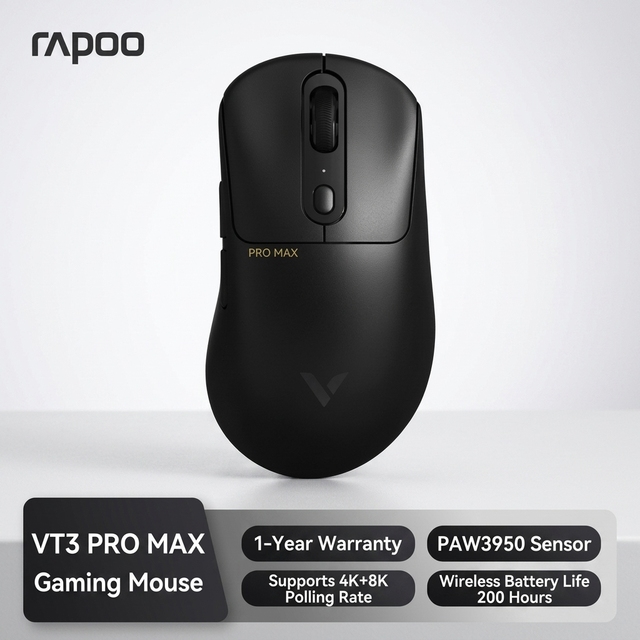 Rapoo VT3 Pro Max Wireless Gaming Mouse 59g Lightweight PAW3950 Ultimate 8K Wired Wireless 0.125ms 30000 DPI for FPS Gamer