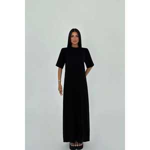 Roland Black <b>A</b>-<b>Line</b> <b>Dress</b> Elegant Casual Party Style Square Collar Custom Design XS Size Puff Sleeve Knee-Length Solid <b>Pattern</b> - Product Image 3