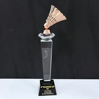 Trophée de badminton en métal or, argent, cuivre, trophée de compétitions sportives, récompenses de badminton en cristal pour les compétitions sportives