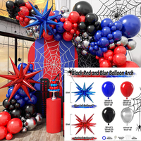 Kit d'arche de ballons de course automobile, ballons en latex à carreaux rouges, noirs et blancs pour la décoration de fête d'anniversaire sur le thème de la course automobile pour enfants et garçons