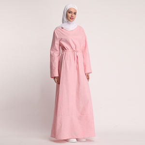 Özel kadın s moda bağbozumu rahat artı boyutu uzun kollu gevşek kravat bel şerit islami maksi elbise - Product Image 5