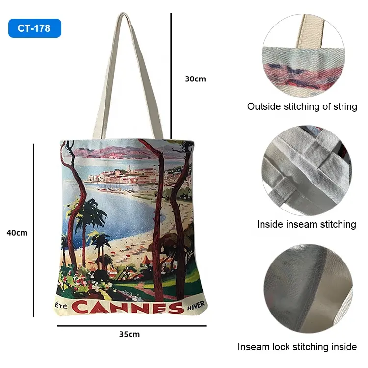 Tote Bag Shopping in tela di cotone bianco 100% cotone tinta unita con stampa personalizzata