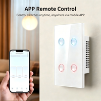 Interrupteur intelligent Zowie ASC-120-04 Zigbee Tuya, contrôle par application, double pôle, panneau en verre, durable, norme américaine 10A pour la maison