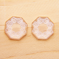 Pierre de cristal de quartz rose naturel octogonale 14x14mm, pierre libre rose pour collier et bague avec effet de jeu de couleurs/feu