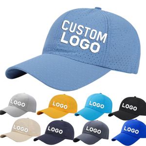 Casquette de baseball en maille unie perforée à séchage rapide de haute qualité, avec logo personnalisé, 6 panneaux, visière incurvée, en polyester, pour le sport, la course, style « Dad Hat » - Product Image 1