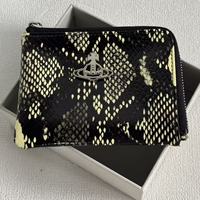 Empress Dowager Punk Style Gaya Eropa dan Amerika Logo Saturnus Pola Python Dompet Pendek dengan Ritsleting Tas Kartu Kepribadian Unik