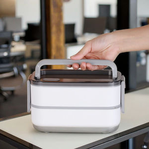 Moderne umwelt freundliche doppels chichtige isolierte Brotdose mit individuellem Logo-Kunststoff deckel für Studenten - Product Image 1