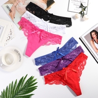 Pakaian Dalam Wanita Seksi, G-string Renda Bunga Transparan, Lingerie Lembut, Celana Dalam Seksi untuk Wanita