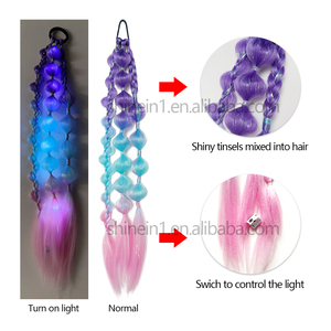 Nuovo Design per bambine per bambini 24 pollici Festival Ombre treccia per capelli Mini luce a Led bagliore colorato coda di cavallo - Product Image 3