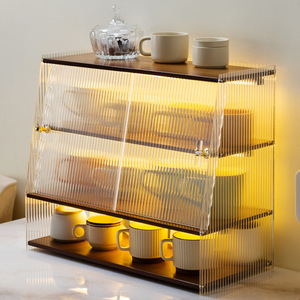 Acrylic desktop storage box, cup holder, <b>kitchen</b> tableware <b>rack</b>, water cup, tea set, and tableware storage cabinet - Product Image 2