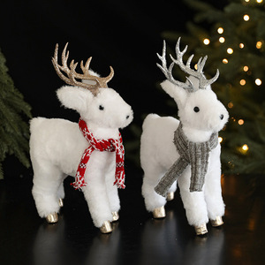 Handmade White Reindeer Plush Doll Christmas Decorations and Tree Ornaments for Storefront Window Props - Product Image 2