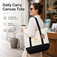 Sac fourre-tout en toile de coton pour femme, personnalisé avec logo d'usine, 16 oz, épais, avec pochette intérieure, pour le travail ou les loisirs