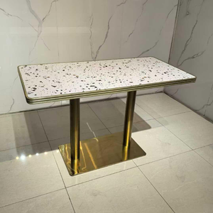 Table à manger rectangulaire moderne de luxe en fer avec plateau en verre trempé, pour salle de sport, hôtel, restaurant, café, 4 places, durable et portable - Product Image 1