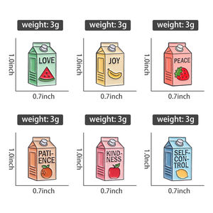Meyve suyu kutusu emaye Pin karikatür aşk barış sevinç broş yaka rozeti eğlenceli takı hediye arkadaşlar çocuklar için toptan - Product Image 6