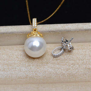 S925 Silver Wrapped Hat Pendant Female DIY Pearl 9-10 Accessories Gemstone JG5216 Head <b>Concealer</b> Pendant with Empty Holder - Product Image 1