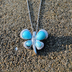 ร้านค้าโรงงานจัดส่งภายใน 7 วัน เครื่องประดับเงินแท้ 925 ประดับด้วยพลอยเพคโทไลต์สีน้ำเงิน บาตูอาคิก ลาริมาร์ เครื่องประดับเงินลาริมาร์ - Product Image 4