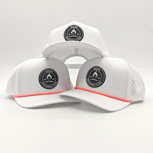 5 Panel Rubber PVC Patch Logo Gorras <strong>Waterproof</strong> Baseball Caps Custom Laser Cut Hole Perforated Performance Sports Golf Rope <strong>Hat</strong> - Product Image 1