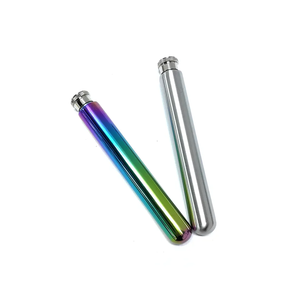 Frasco de aço inoxidável com tubo longo e redondo para quadril, tubo de 1,5 onças em forma de charuto, atacado