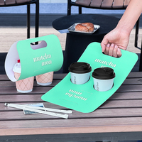 Porte-gobelet personnalisé en carton rigide écologique, simple paroi, revêtement PE, avec poignée, pour boissons, portable
