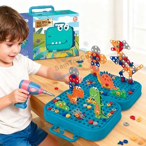 Samtoycn Puzzle DIY Dinosaure Blocs de Construction Valise 461 Pièces Blocs Modèle Construction <span class=keywords><strong>Jouet</strong></span> pour Enfants Vis Outils Électriques Ensemble <span class=keywords><strong>Jouet</strong></span> - Product Image 2