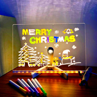 Tablero de Mensajes LED, Tablero de Notas, Panel de Borrado en Seco con Soporte, Tablero de Dibujo Acrílico de Borrado en Seco, Regalo, Adorno Navideño