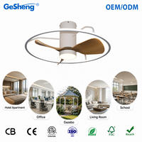 Ventilateur de plafond LED de petite taille 24 pouces, dimmable, 3 pales, télécommande, moteur DC pour chambre d'enfant et chambre à coucher