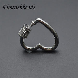 Fermoirs à vis en forme de cœur en Zircon cubique <span class=keywords><strong>plaqué</strong></span> or antirouille, sans Nickel, vente en gros - Product Image 6