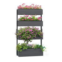 Jardinière verticale à 4 niveaux en bois de sapin, jardinière surélevée pour fleurs, herbes et légumes, potager surélevé pour jardin, patio et balcon
