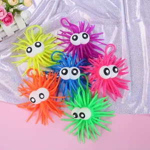 Light Up Puffer Ball With Big Eye Hairy Stress Animal Ball Kids Toy Stretchy Puffer Ball