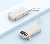 Chargeur portable pratique avec câble intégré, charge rapide PD 22,5 W, prise secteur, batterie au lithium polymère PVC 20 000 mAh