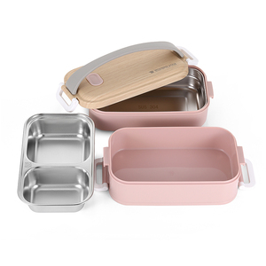BPA libre logotipo personalizado 1600ML caja de Bento <span class=keywords><strong>2</strong></span> capa apilable almuerzo caja de Bento - Product Image 4